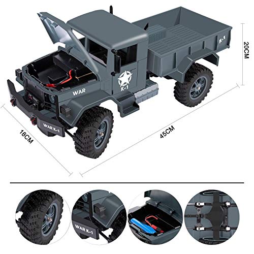 image for RC Cars for Kids,2.4GHZ Remote Control Military Truck 4WD Off-road Cra