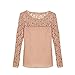 Lisli? Womens Chiffon Lace Crochet Long Sleeve Tee Shirt Casual Blouse Tops (L)
