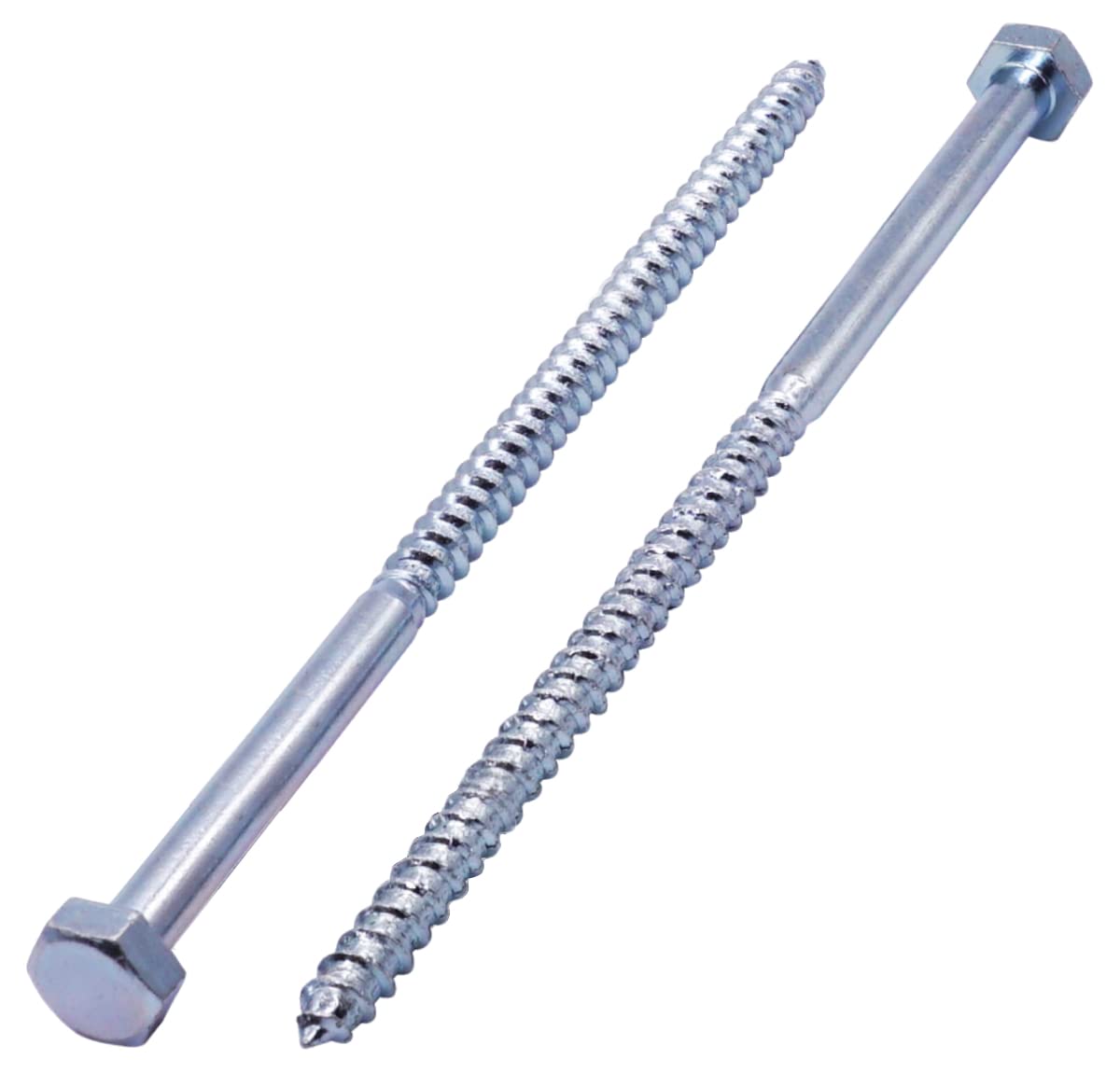 SKIR'CO (6 pcs) DIN 571 Zinc Plated Steel Hexagon Head Wood Screws M10 x 260 mm, Coach Screws, Hex Screw, Lag Bolts