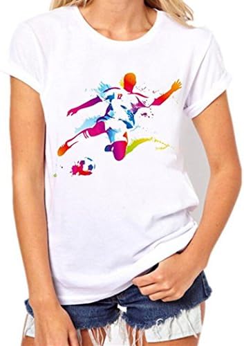 YelloW Word Cup 2018 T-Shirt，Women Man Tees Shirt Football Print Short Sleeve Couple Blouse (M, Women)