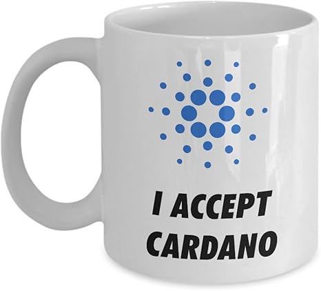Amazon Com Official I Accept Cardano Cryptocurrency Mug Acrylic Coffee Holder White 11oz Crypto Miner Blockchain Invest Trade Buy Sell Hold Ada Kitchen Dining