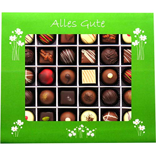 Hallingers 30er Pralinen-Mix handgemacht, mit/ohne Alkohol (360g) - Alles Gute (Pralinenbox) - Geburtstag & Glückwunsch…