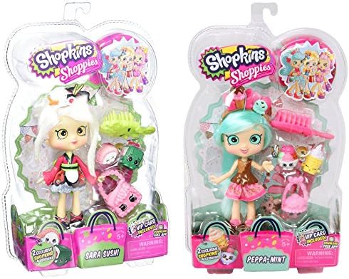 Shopkins Kids Shoppies S2 W2 Dolls Sara Sushi &amp; Shoppies S2 Doll Pack Peppa-Mint Playset