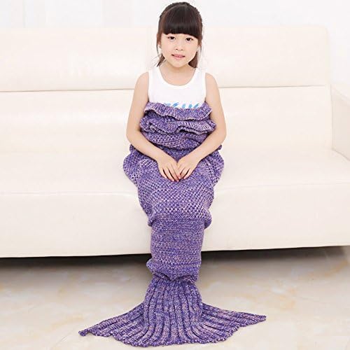 The New Warm and Soft Mermaid Tail Blanket knit crochet and Mermaid Blanket for Child, Soft Sleeping Bags Perfect Gift for Kids and Teens (purple)
