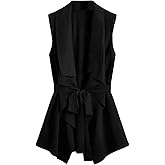 GORGLITTER Women's Tie Front Long Sweater Vests Cardigans Sleeveless Trendy Fall Business Casual Dressy Blazer Jackets