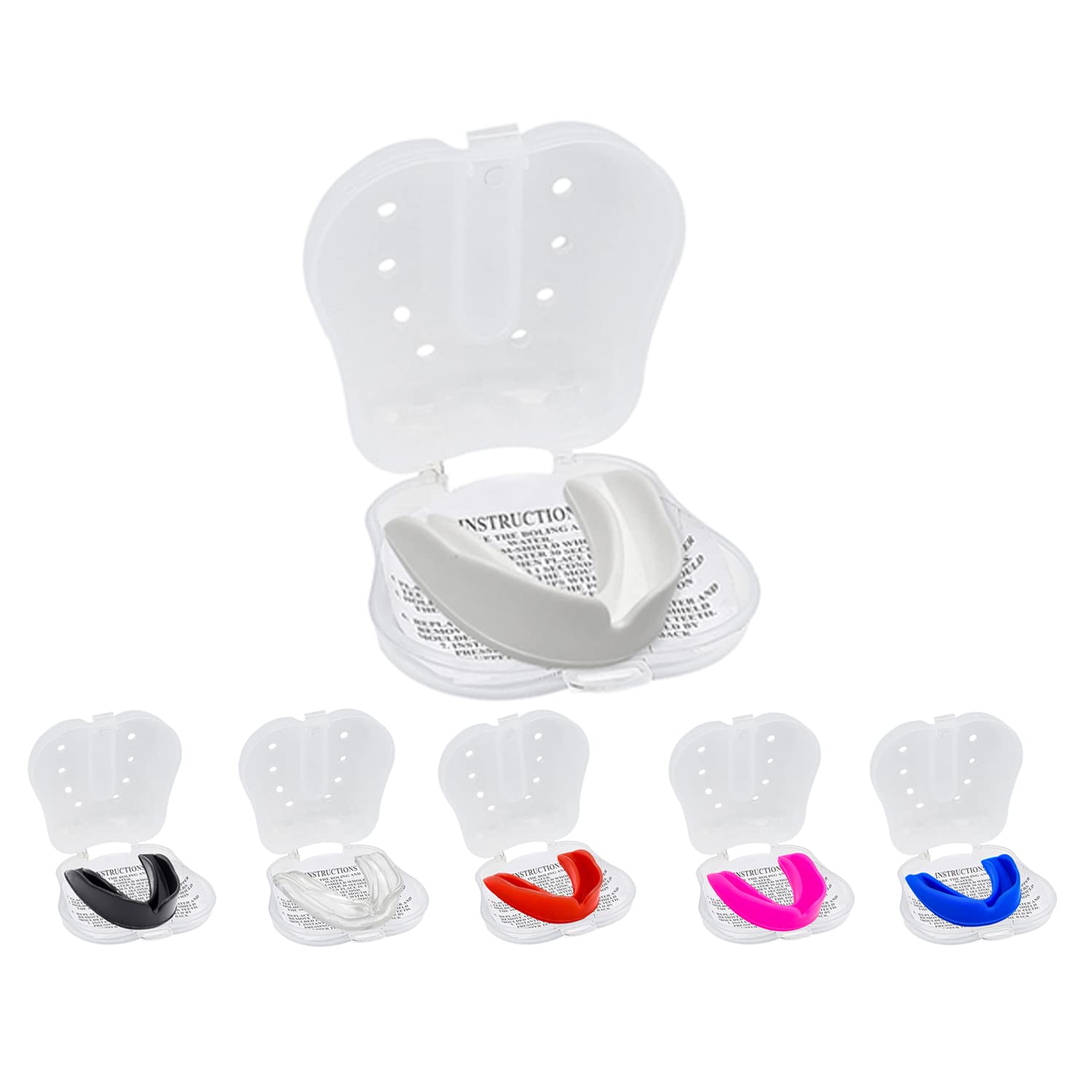 Mouthguard Slim Fit, Junior Gum Shield with Case for Kids Youth for School Combat Sports MMA, Rugby, Judo, Karate, Hockey, Soccer, MMA Boxing, Martial Arts, Basketball (White, Junior(<11)) — image 1