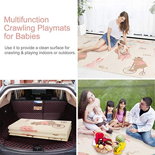 Baby Play Mat,Waterproof Foldable Non Toxic Playmat,79x71x0.6inch Extra Large Thick Foam Crawling Playmats for Infant,Toddler,Babies Learning to Crawl, Kid's Room,Reversible,Durable