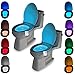 Toilet LED Color Changing Light, [Pack of 2] Water-Resistant Smart Motion Activated Toilet LED Night Light Washroom Restroom Toilet Light with Motion Sensor Auto ON/OFF and 8 Changing Colors