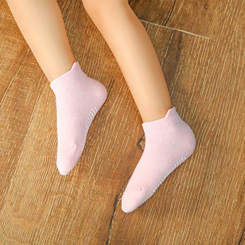 Dicry Girls Ankle Socks Grips Baby Toddler Kids Non Slip Anti Skid 12 Pairs, Stripes Solid, 12-36 Months (Size 4-8)