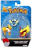 Official Packaged Pokemon Eevee Eeveelutions 3 Pcs. Exclusive Figure Set Includes: Vaporeon , Jolteon & Flareon by Hot Topic