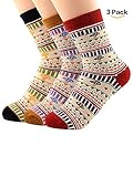 Zando Athletic Sports Knit Pattern Womens Winter Socks Crew Cut Cashmere Retro Thick Warm Soft Wool Socks
