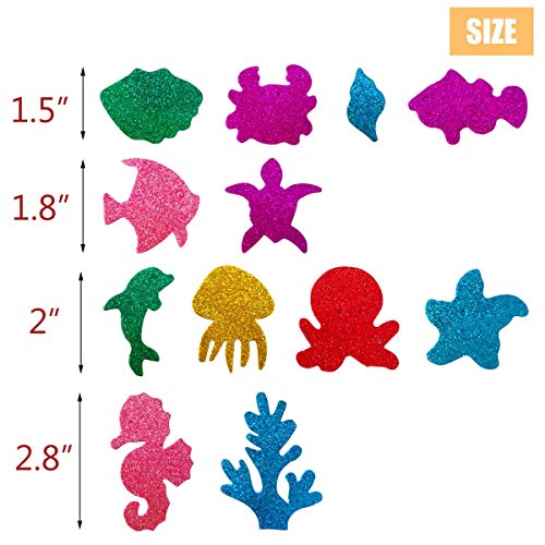 Glitter Colorful Sea Animals Shapes Foam Stickers Self Adhesive Kid's