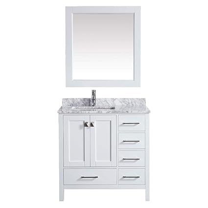 Luca Kitchen Bath Lc36aww Reno 36 White With Marble Vanity Top In Carrera Basin And Mirror Amazon In Home Kitchen
