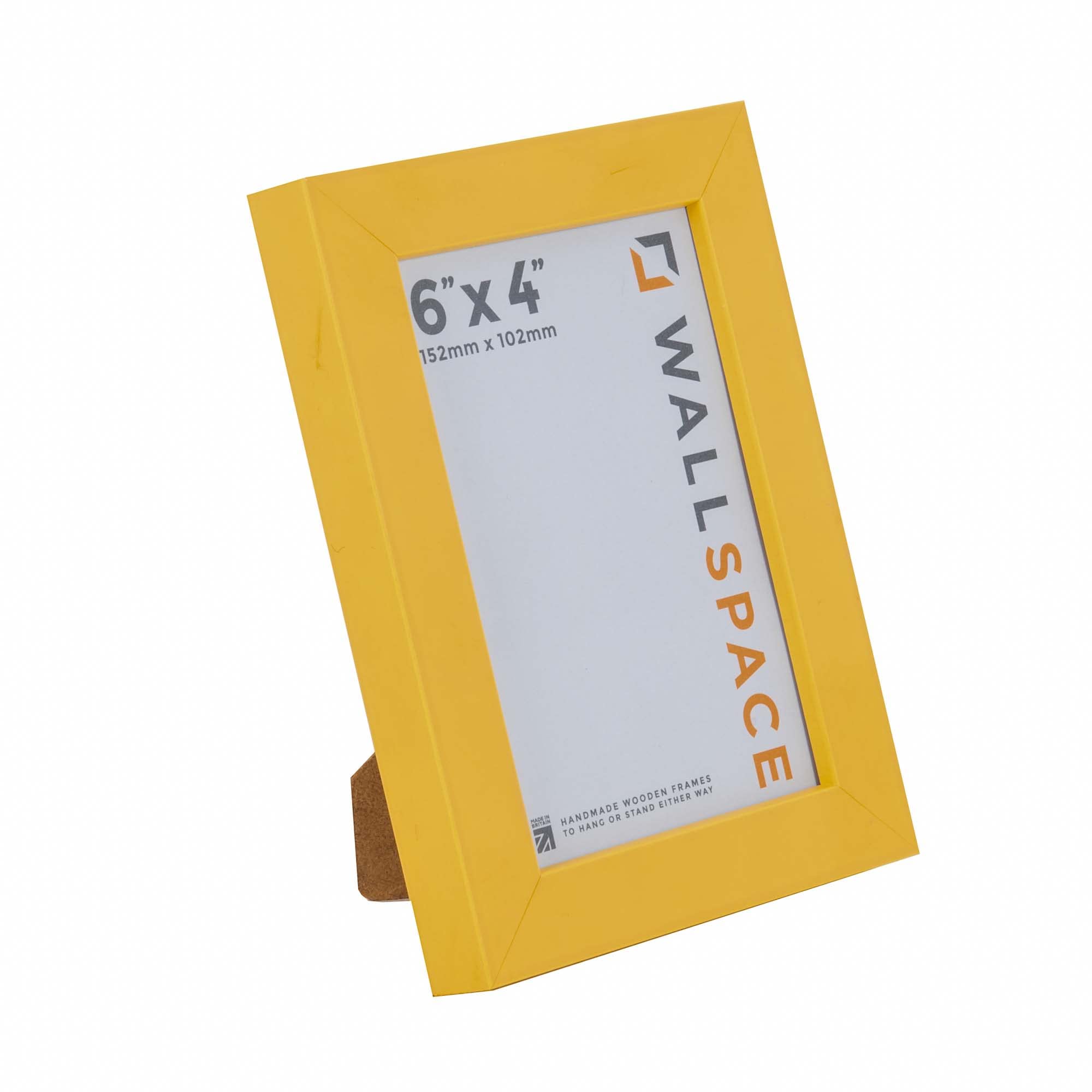 Wall Space 6x4 Yellow Picture Frame | Yellow 4x6 Photo Frame | 6 x 4 inch | 152x102mm | 15.2x10.2cm | Solid Wood Wooden with Real Glass | Handmade in UK — image 1
