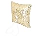 Tinksky Sparkling Rhinestones Bridal Wedding Ceremony Ring Sequins Bearer Pillow with White Ribbon (Gold)