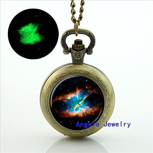 Pretty Lee Fashion Bullet Cluster Glowing Pocket Watch Necklace Bullet Cluster Jewelry Glass Glow Pocket Watch