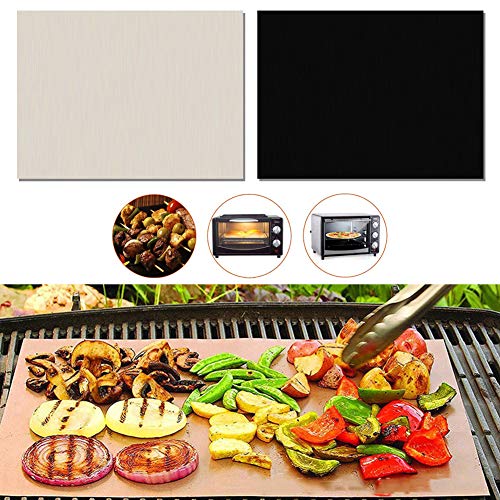 OSOPOLA BBQ Grill Mats - Non Stick Reusable Durable Heat Resistant - Grilling Meat/Veggies/ Seafood/Eggs - Used on Charcoal Grill/Gas Grill/Electric Grill(16" x 13") 5 Pcs (Black)