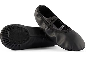 DyingSwan Toddler Ballet Shoes for Girls, Soft Leather Ballet Slippers, No-Tie Ballet Shoes Dance Shoes for Girls (Toddler/Little/Big Kid/Women)