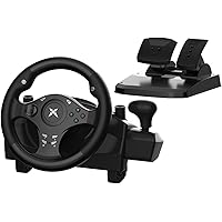 PC Racing Wheel,270 Degree Universal USB Car Sim Race Steering Wheel Xbox Large Size Steering Wheel and Pedals for PS4、PS3、Xb