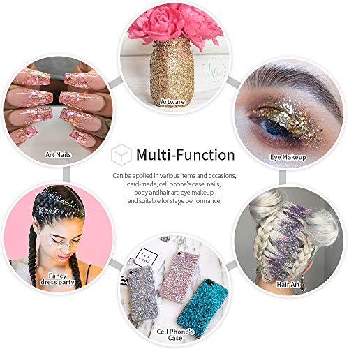 image for Teenitor 12 Boxes Chunky Glitter, Colorful Mixed Paillette Eye Shadow 