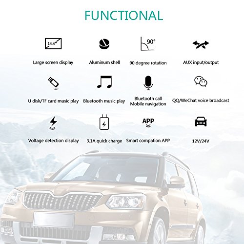 AOZBZ 2018 Bluetooth 4.1 FM Transmitter Car Kit, 3.1A USB Charger 1.44 Inch Display MP3 Player Support [TF Card] [U Disk] [AUX IN Out] [EQ Setting] [Hand Free Call] Rotatable Car Bluetooth Adapter - Thumbnail 3