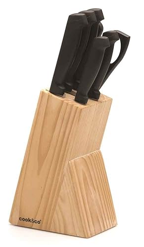 BergHOFF Ergonomic 7Pc Stainless Steel Knife Set With Wood Block