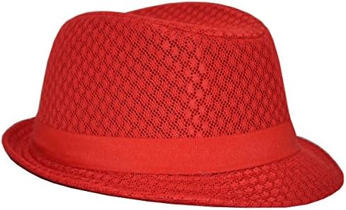 MLN Men's Mesh Fedora Red (L/xl)