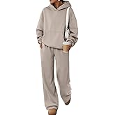 Trendy Queen 2 Piece Lounge Sweat Sets Plus Size Fall Fashion Matching Sweatsuits Wide Leg Pants Travel Outfit Winter Clothes