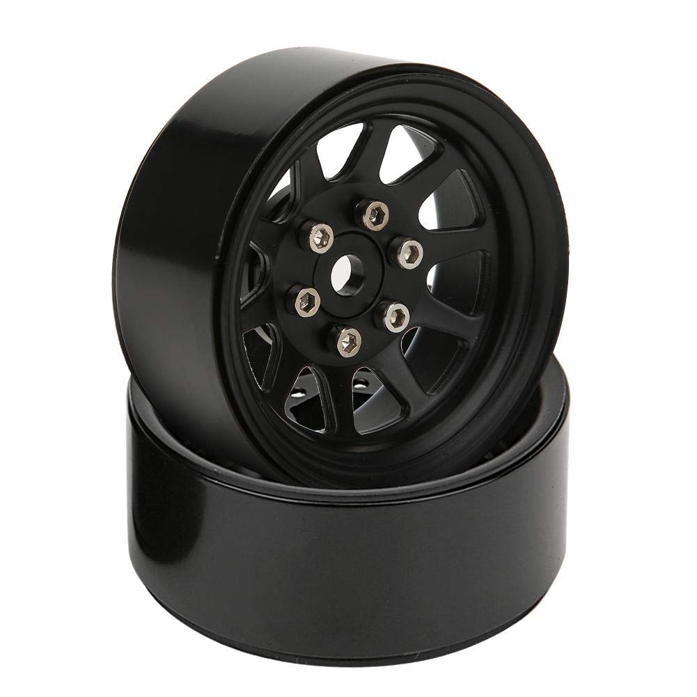 RC Wheel Rims, Alloy Beadlock Wheel Rims Hub Compatible with TRAXXAS TRX-4 1/10 RC Crawler Car(Black)