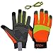 HANDLANDY Hi-vis Reflective Work Gloves, Anti Vibration Safety Gloves, Touch Screen, Orange Flexible Spandex Back Large