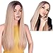 AISI HAIR Long Ombre Wig Mixed Color Brown Mixed Blonde Straight Wigs for Women Heat Resistant Middle Part Synthetic Blonde Wig High Density Long Hair Wig for Women
