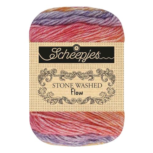 Scheepjes Stone Washed Flow Yarn, 65g, Color 06 Joy, Cotton-Acrylic Blend at Amazon