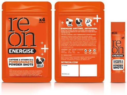 Reon Energise Powder Shots | Vitamin B12 and Caffeine | Fight Fatigue, Enhance Performance | Pomegranate Flavour | (10)