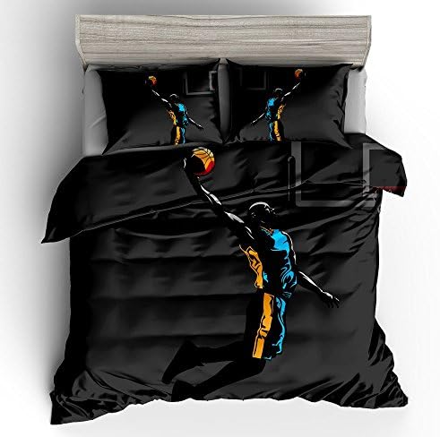 SxinHome Basketball SuperStar Slam Dunk Printed Duvet Cover Set for Teens Boys Girls,King 3D Bedding Set,3pcs 1 Duvet Cover 2 Pillowcases(no Comforter inside) By