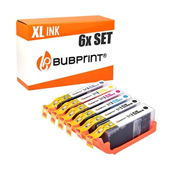Bubprint 6 Druckerpatronen kompatibel als Ersatz für Canon PGI-580 CLI-581 XL Pixma TS8100 TS8150 TS8151 TS8152 TS8200 TS8250 TS8251 TS8252 TS8350 TS8351 TS8352 TS 9120 9150 9155 mit Fotoblau