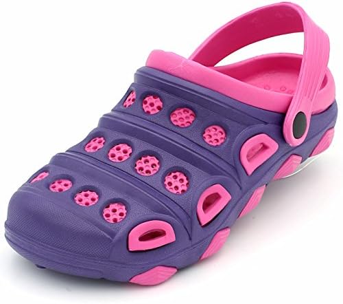 Ameta Garden Clogs For Women Shoes Mules Boat Rubber Sandals Slippers Two-Tone Slip-On Casual Massage Insole Home Garden Stroll and More (7 B(M) US, S27-Purple)