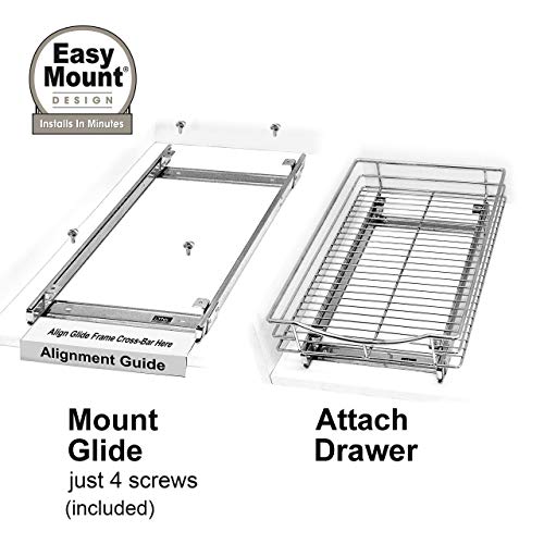 Lynk Professional Organizer and Pull Out Under Cabinet Sliding Shelf, 20" W x 21" D x 4" H, Chrome (Certified Refurbished) - Thumbnail 4