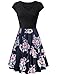 Lotusmile Homecoming Dresses, Womens Casual Dress Patchwork A Line Cap Sleeve V Neck Floral(Large, (Multicolor Black)