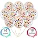 Modern Jubilee Confetti Balloons Rainbow | Bright Colorful Confetti Pre-Filled | Wedding Engagement Birthday Party Events (16 Pack Rainbow, 18 Inches)