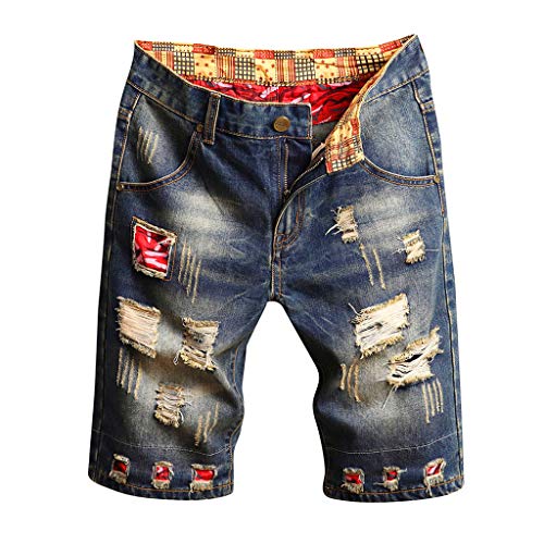 miqiqism Men Shorts Teens Summer Fashion Moto Biker Jeans Shorts