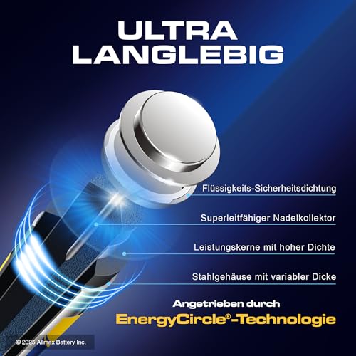 Allmax AA Mignon (LR6) Maximum Power Alkaline Doppel-A-Batterien (100 Stück) – Ultra-Langlebigkeit, auslaufsicheres Design, 10 Jahre Haltbarkeit, maximale Leistung (1,5 V) thumbnail 3