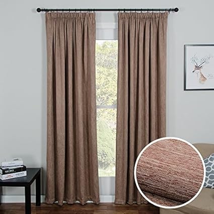 Topfinel Pleat Blackout Curtain Thermal Insulated Solid Window