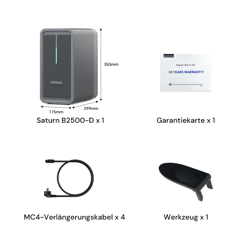 Marstek B2500 Balkonkraftwerk mit Speicher: 0% MwSt, 2240Wh LiFePO4 Akku Solarbank Speicher, 2 MPPTs, 1600W Max. PV Solareingang & 800W DC-Ausgang, App-Steuerung, IP65, Plug&Play, 6000 Ladezyklen 5