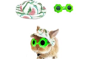 NOPIKKU Cute Summer Watermelon Hat & Sunglasses for Pet Bunny Small Animal Clothing Costume Oufit Accessories for Rabbit Guinea Pig Kitty Puppy Chinchilla Ferrets