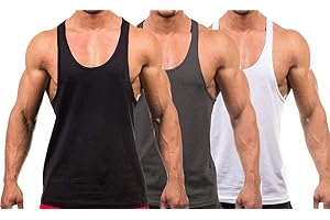 YAKER Men's Blank Stringer Y Back Bodybuilding Gym Tank Tops