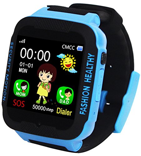 Kids Smart Watch Phone GPS Tracker Anti-Lost SOS Remote Wrist Watches for Children Boys Girls Blue