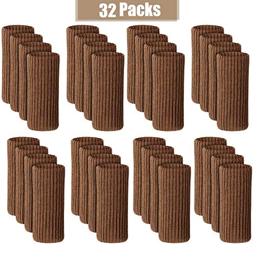 desk chair socks 32 Pcs Noise reduction non slip chocolate color furniture legs for File cabinets etc table chair legs cover - Thumbnail 6