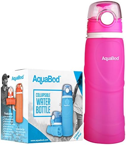 Aquabod Collapsible Water Bottle - BPA Free, 26oz, Leak Proof Silicone Foldable Sports Water Bottle, The Smart Hydration Solution