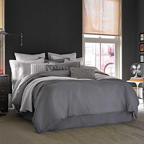 Kenneth Cole Reaction Home Full Queen Size Duvet Cover from the Mineral Bedding Collection in a Gunmetal Color