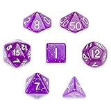 7 Die Polyhedral Dice Set - Arcane Aura (Purple Glitter) with Velvet Pouch by Wiz Dice